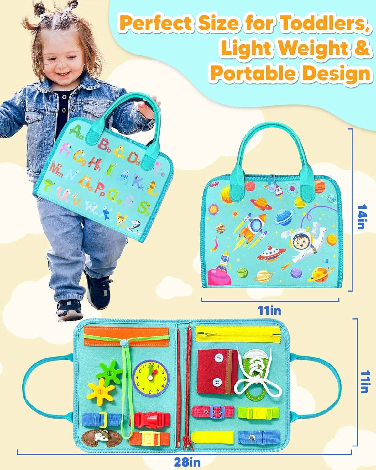 Exorany Busy Board Montessori Toys for Toddler Boy Girl Birthday Gifts, Busy Book Sensory Learning Toys for Toddlers, Toddler Travel Educational Activities