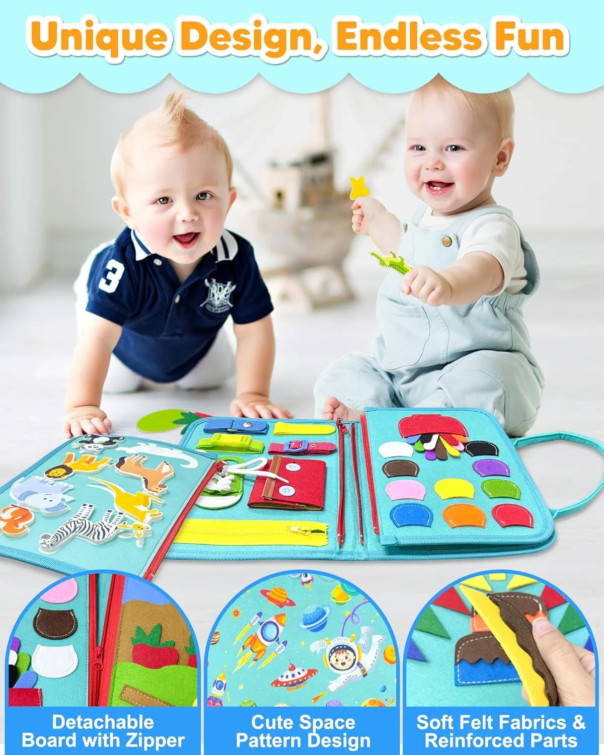 Exorany Busy Board Montessori Toys for Toddler Boy Girl Birthday Gifts, Busy Book Sensory Learning Toys for Toddlers, Toddler Travel Educational Activities