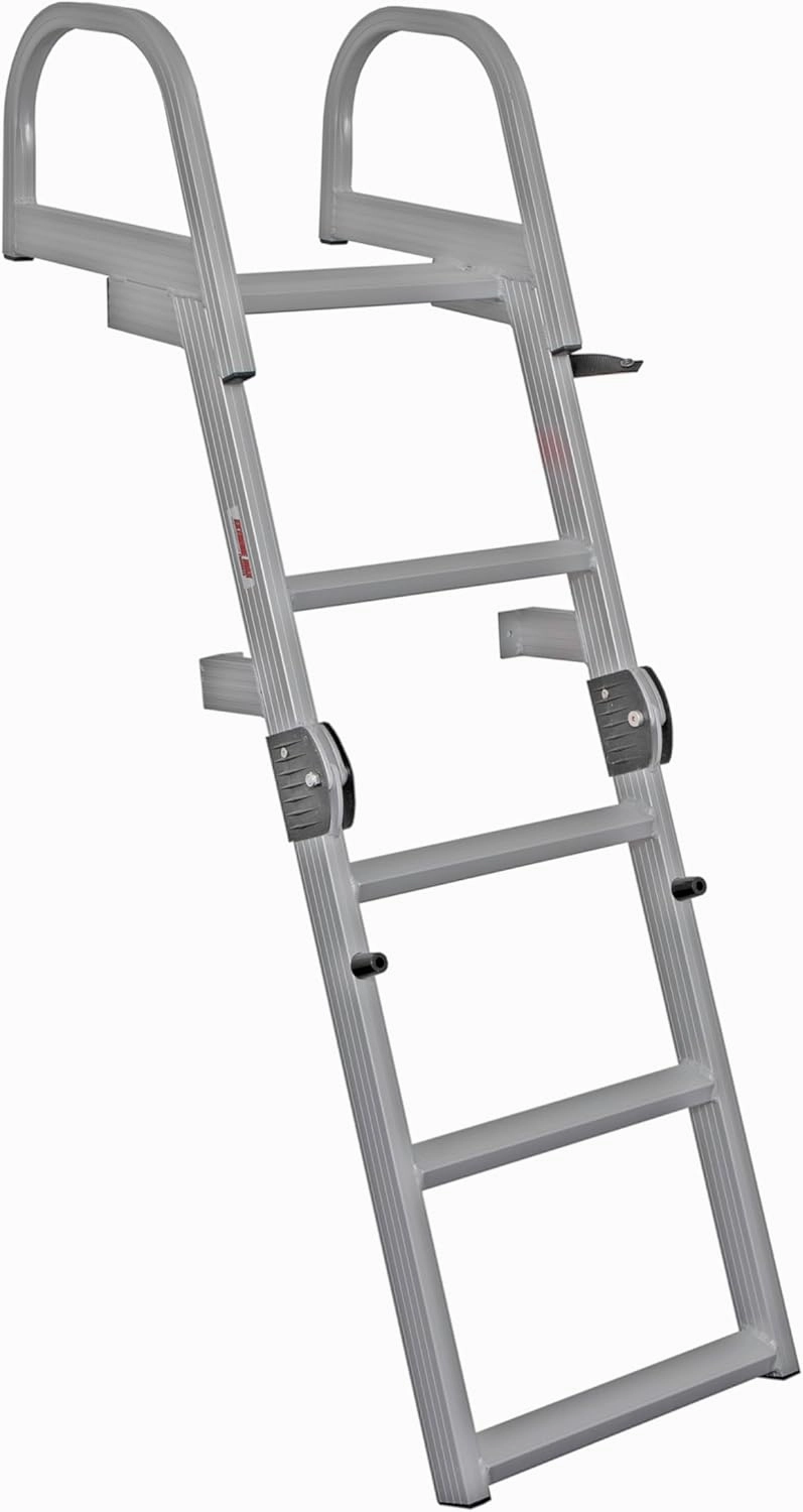 Extreme Max 3006.8881 Deluxe Welded Aluminum Folding Dock & Pontoon Ladder - 4-Step