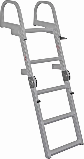 Extreme Max 3006.8881 Deluxe Welded Aluminum Folding Dock & Pontoon Ladder - 4-Step