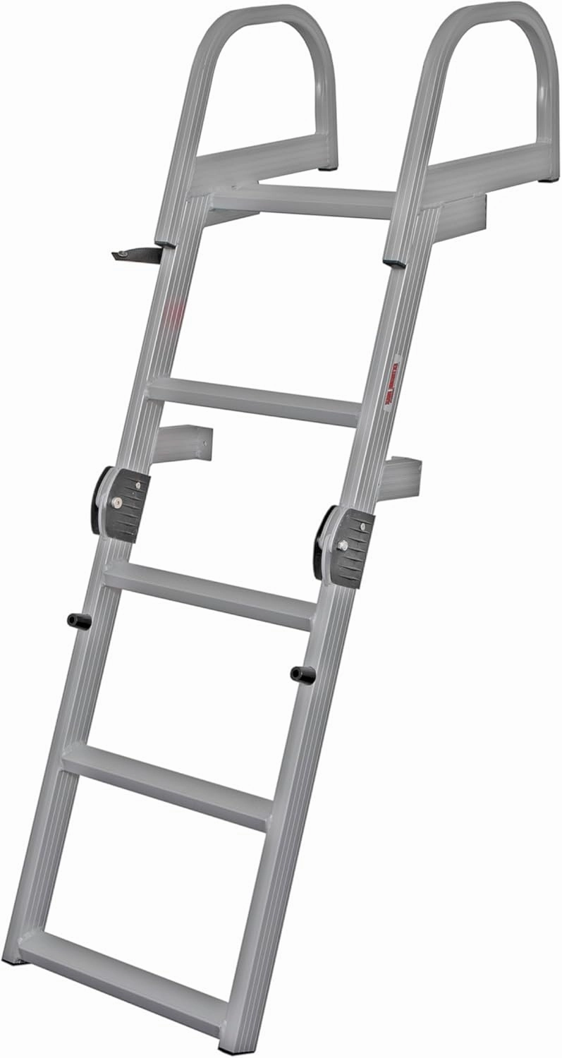 Extreme Max 3006.8881 Deluxe Welded Aluminum Folding Dock & Pontoon Ladder - 4-Step