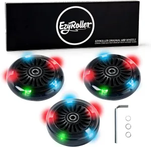 EzyRoller Replacement LED Wheels 96 mm Set of 3 Fits Classic, Drifter X Shiny (0 x 0. millimeters /1, 0 mm Offset)
