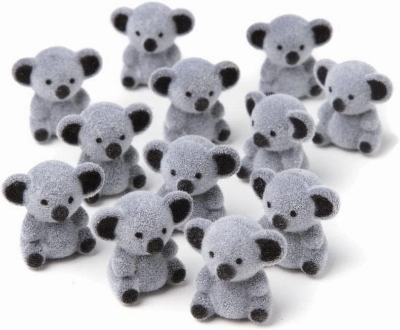Factory Direct Craft Package of 24 Flocked Miniature Baby Koala Teddy Bears - Tiny Bear Shaped Figurines (Size: 1 inch)