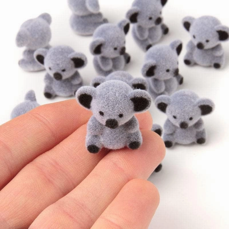 Factory Direct Craft Package of 24 Flocked Miniature Baby Koala Teddy Bears - Tiny Bear Shaped Figurines (Size: 1 inch)