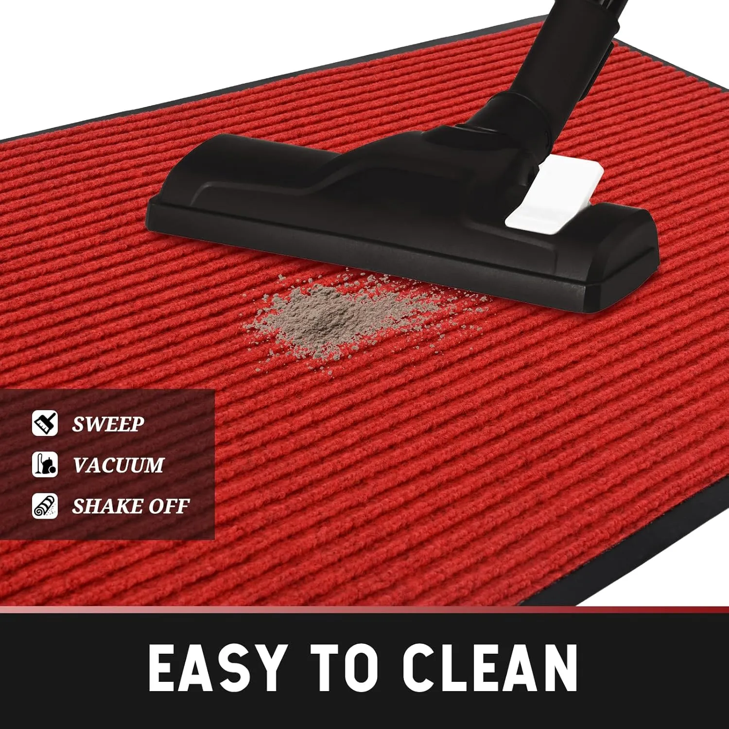fani Heavy Duty Large Outdoor Indoor Entrance Doormat Bright Red Waterproof Low Profile Entrance Rug Front Door Mat Patio Anti-Skid Rubber Back, 31x47 inch (Bright Red)