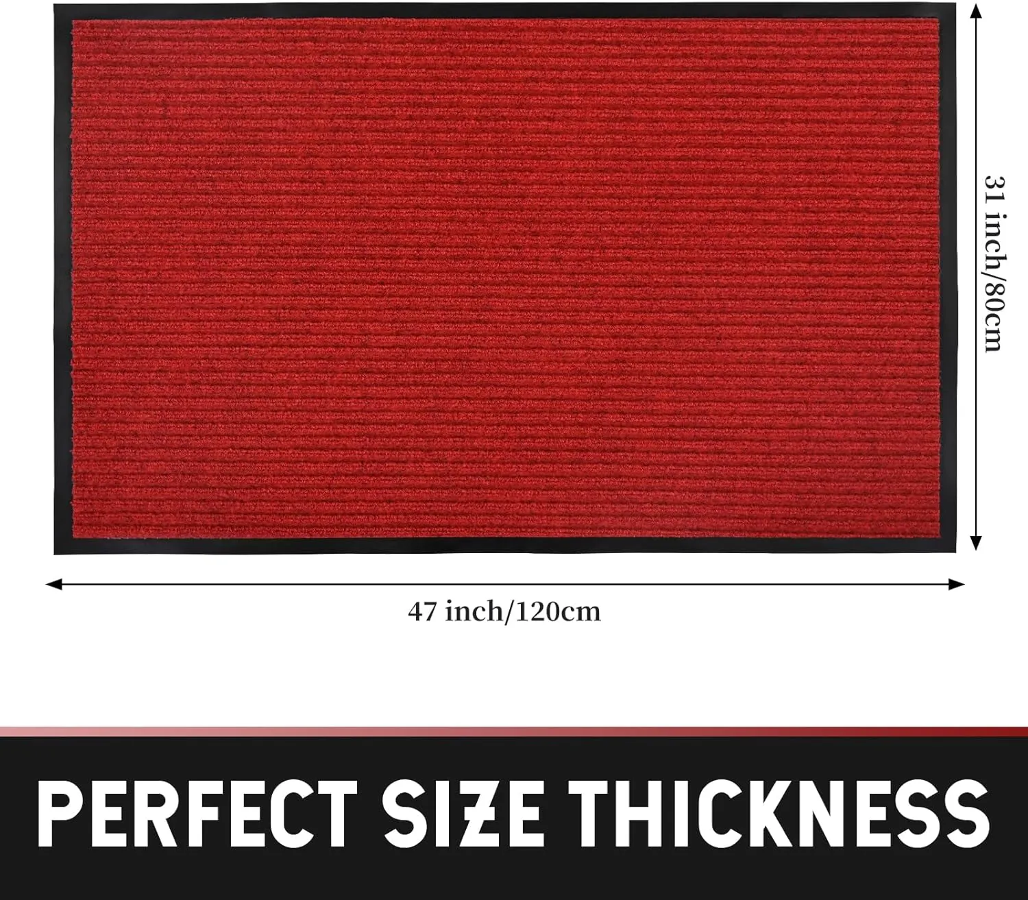 fani Heavy Duty Large Outdoor Indoor Entrance Doormat Bright Red Waterproof Low Profile Entrance Rug Front Door Mat Patio Anti-Skid Rubber Back, 31x47 inch (Bright Red)