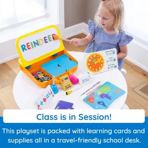 Fat Brain Toys Pretendables School Set, Pretend Play Toys with Magnetic Alphabet Letters and Storage, Alphabet Learning Toys, Pretend Play Teacher Set, Ages 3 