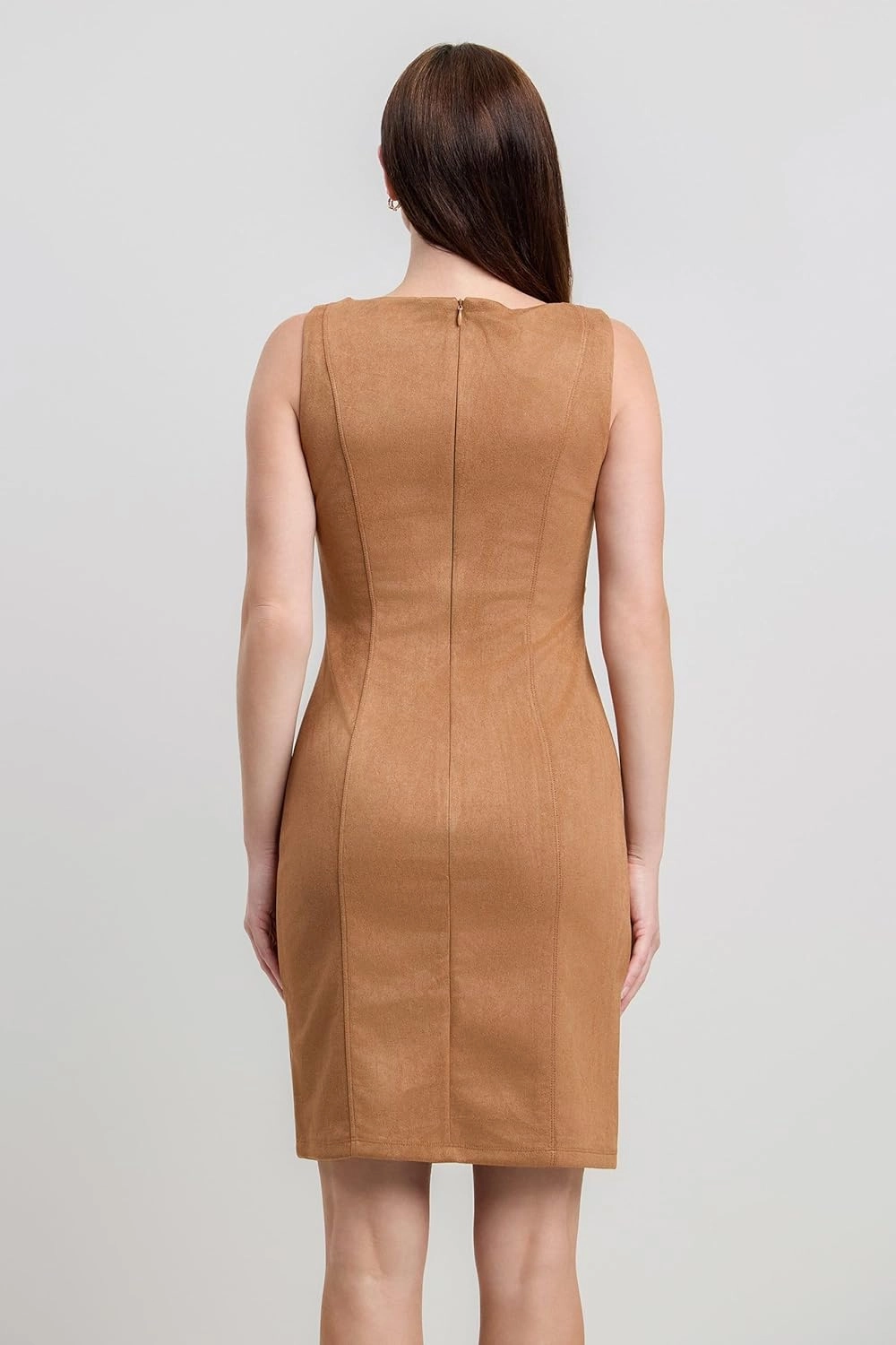 Faux Suede Seam Detail H line Mini Dress
