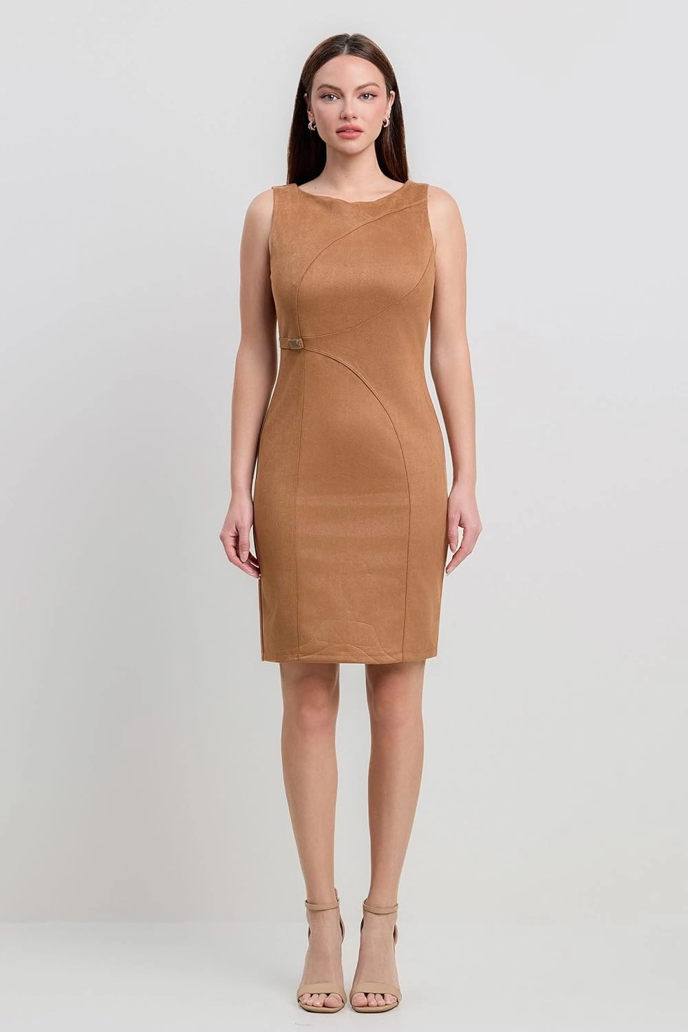 Faux Suede Seam Detail H line Mini Dress