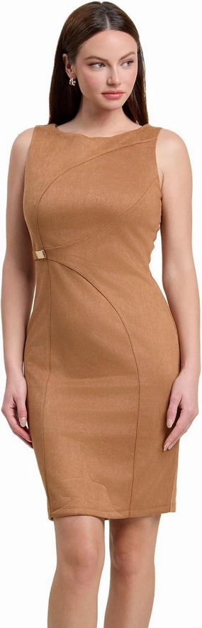 Faux Suede Seam Detail H line Mini Dress