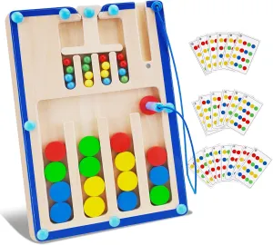 FCSONU Kids Magnetic Color Matching Puzzle Board Toys, Toddler Montessori Toys for 3 4 5 6 Years Old Boy Girls Birthday Gifts, Wooden Sensory Autistic Puzzle Maze Game Age 3-7, Preschool Activities