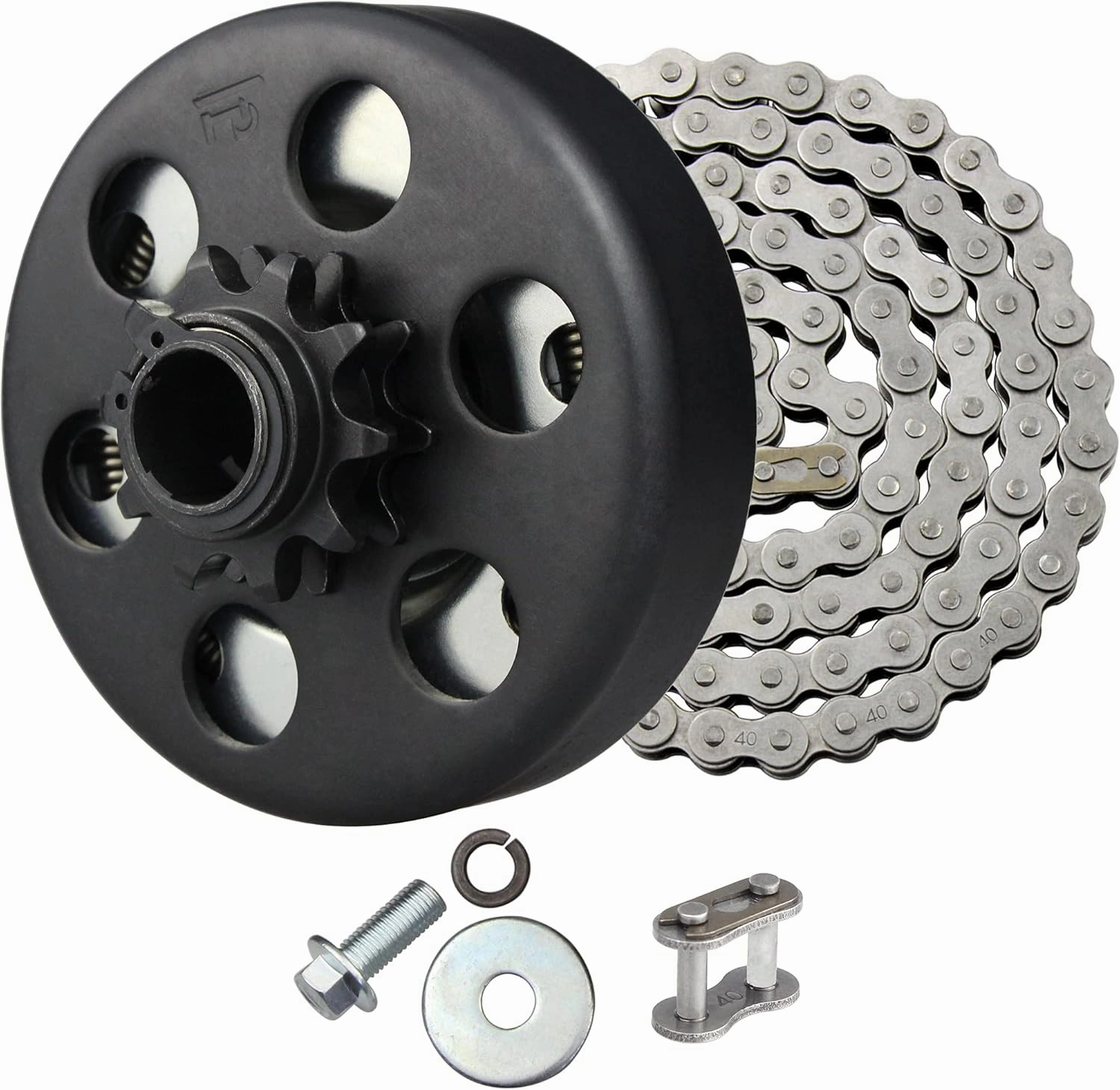 FDJ Go Kart Clutch 3/4 Bore 10 Tooth with 40 Chain Centrifugal Clutch 3/4" and Chain Set for Predator 212cc Small Engine Mini bike Lawnmower Fun Kart