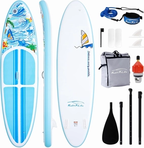 FEATH-R-LITE Inflatable Paddle Board Stand Up Paddleboards for Adults SUP with Premium Accessories Pump, Adjustable Paddle, Leash, Three Fins, Backpack