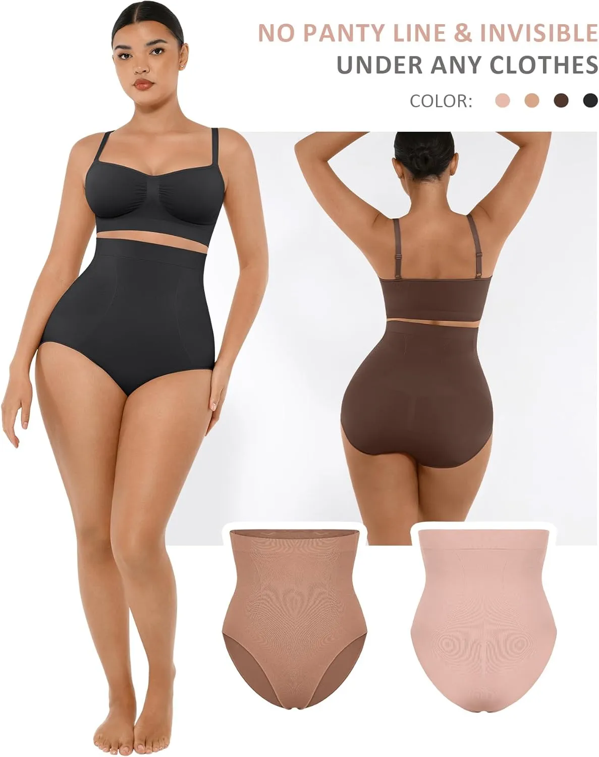 FeelinGirl Body Shaper Tummy Control Shapewear Underwear High Waisted Sculpting Briefs Panty Girdle