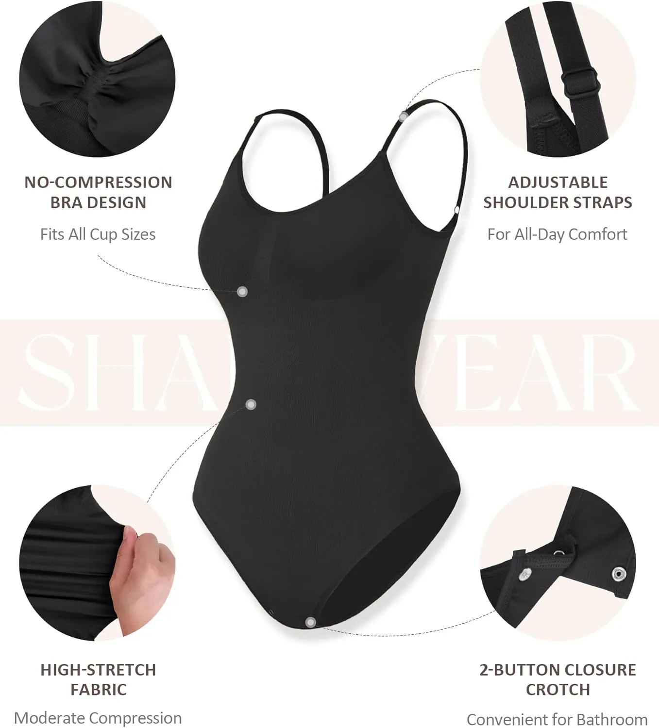 FeelinGirl Shapewear Bodysuit Sculpting Tummy Control Body Shaper for Women Seamless Plus Size Butt Lifting Shaper