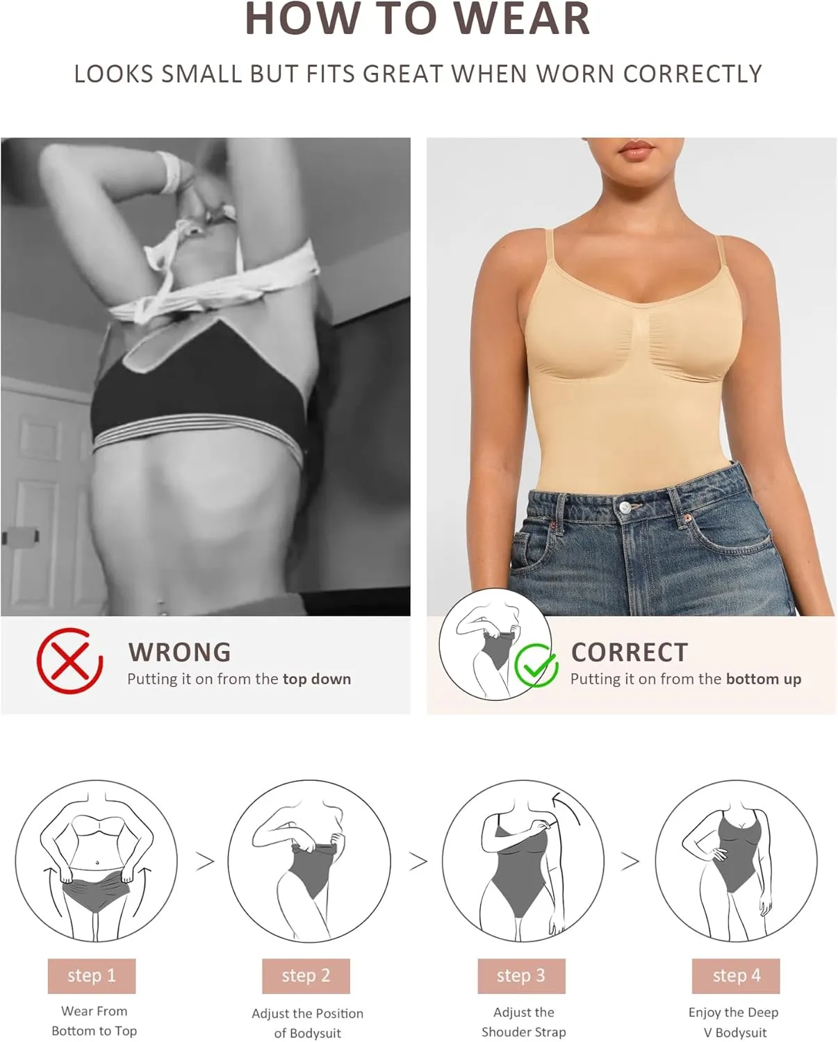FeelinGirl Shapewear Bodysuit Sculpting Tummy Control Body Shaper for Women Seamless Plus Size Butt Lifting Shaper