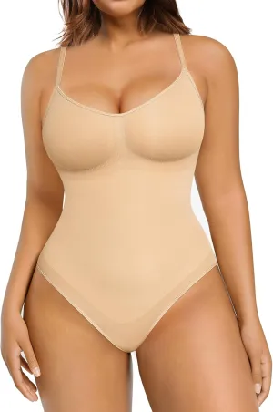FeelinGirl Shapewear Bodysuit Sculpting Tummy Control Body Shaper for Women Seamless Plus Size Butt Lifting Shaper