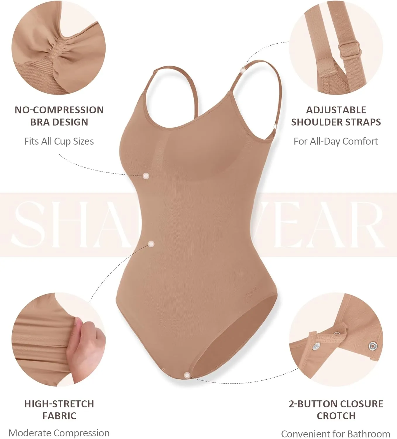 FeelinGirl Shapewear Bodysuit Sculpting Tummy Control Body Shaper for Women Seamless Plus Size Butt Lifting Shaper