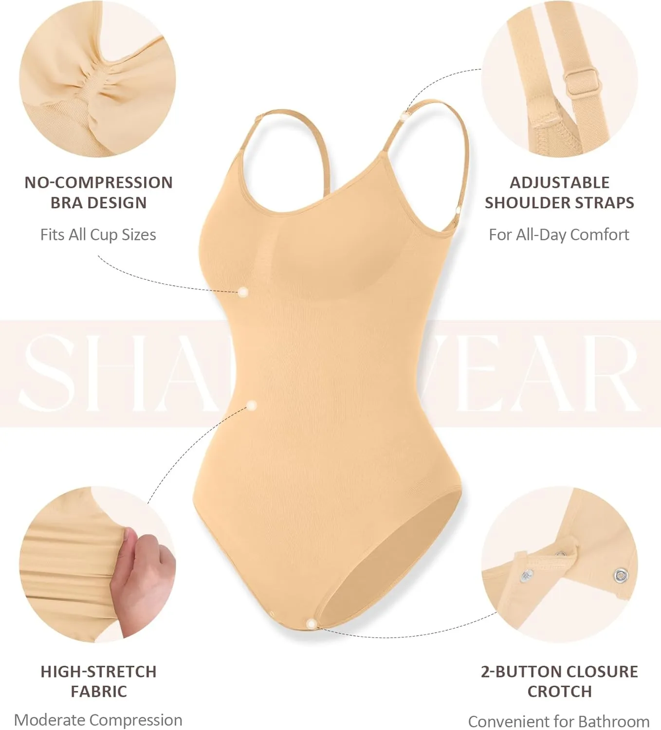 FeelinGirl Shapewear Bodysuit Sculpting Tummy Control Body Shaper for Women Seamless Plus Size Butt Lifting Shaper