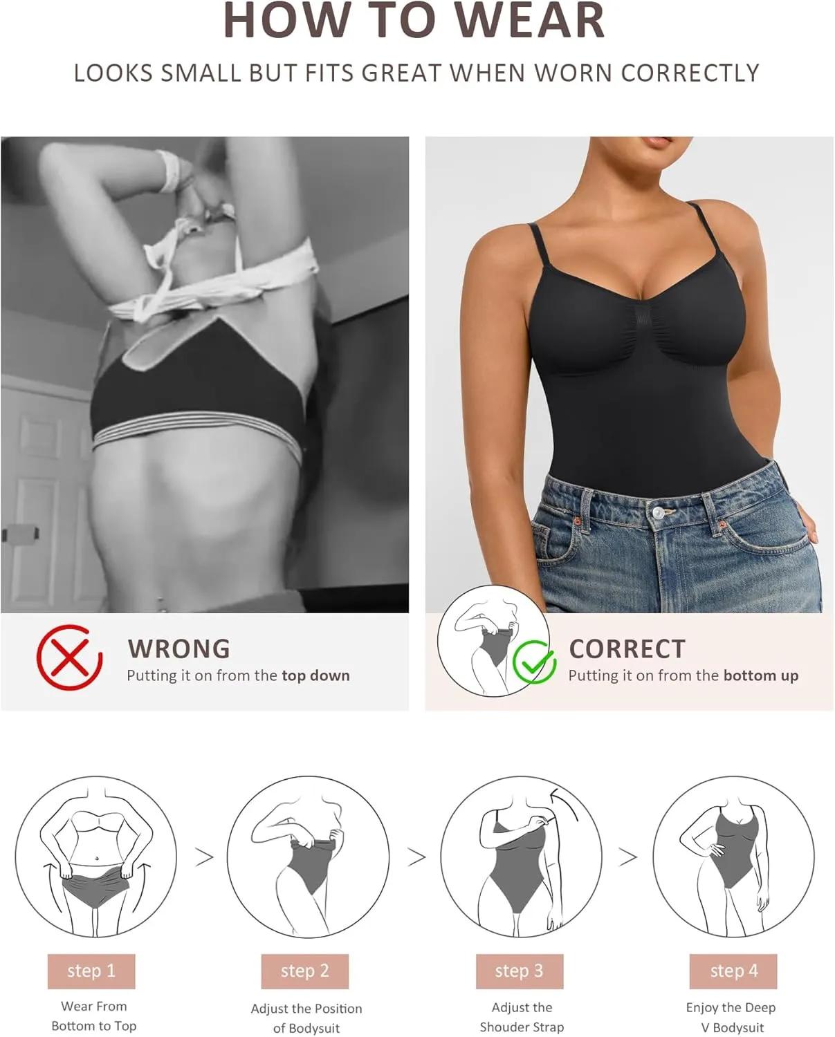 FeelinGirl Shapewear Bodysuit Sculpting Tummy Control Body Shaper for Women Seamless Plus Size Butt Lifting Shaper