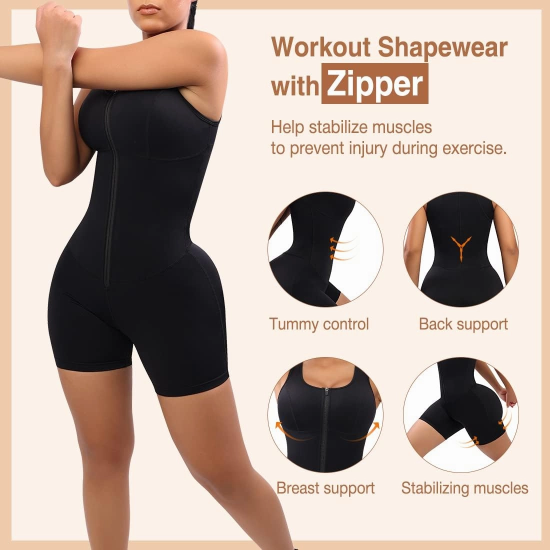 FeelinGirl Shapewear for Women Tummy Control BBL Zipper Colombianas Butt Lifting Full Body Shaper Corset Shapewear