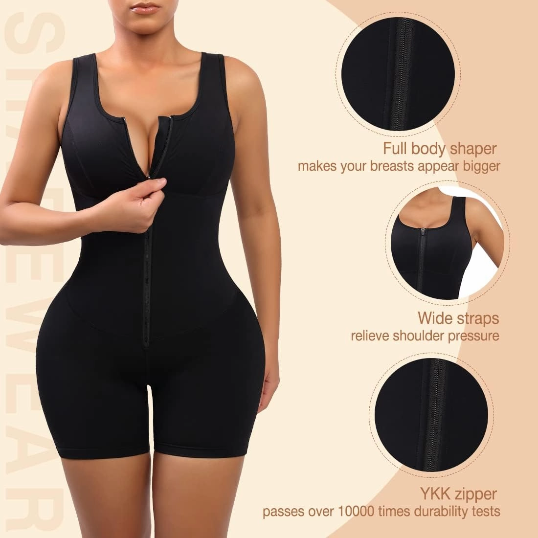 FeelinGirl Shapewear for Women Tummy Control BBL Zipper Colombianas Butt Lifting Full Body Shaper Corset Shapewear