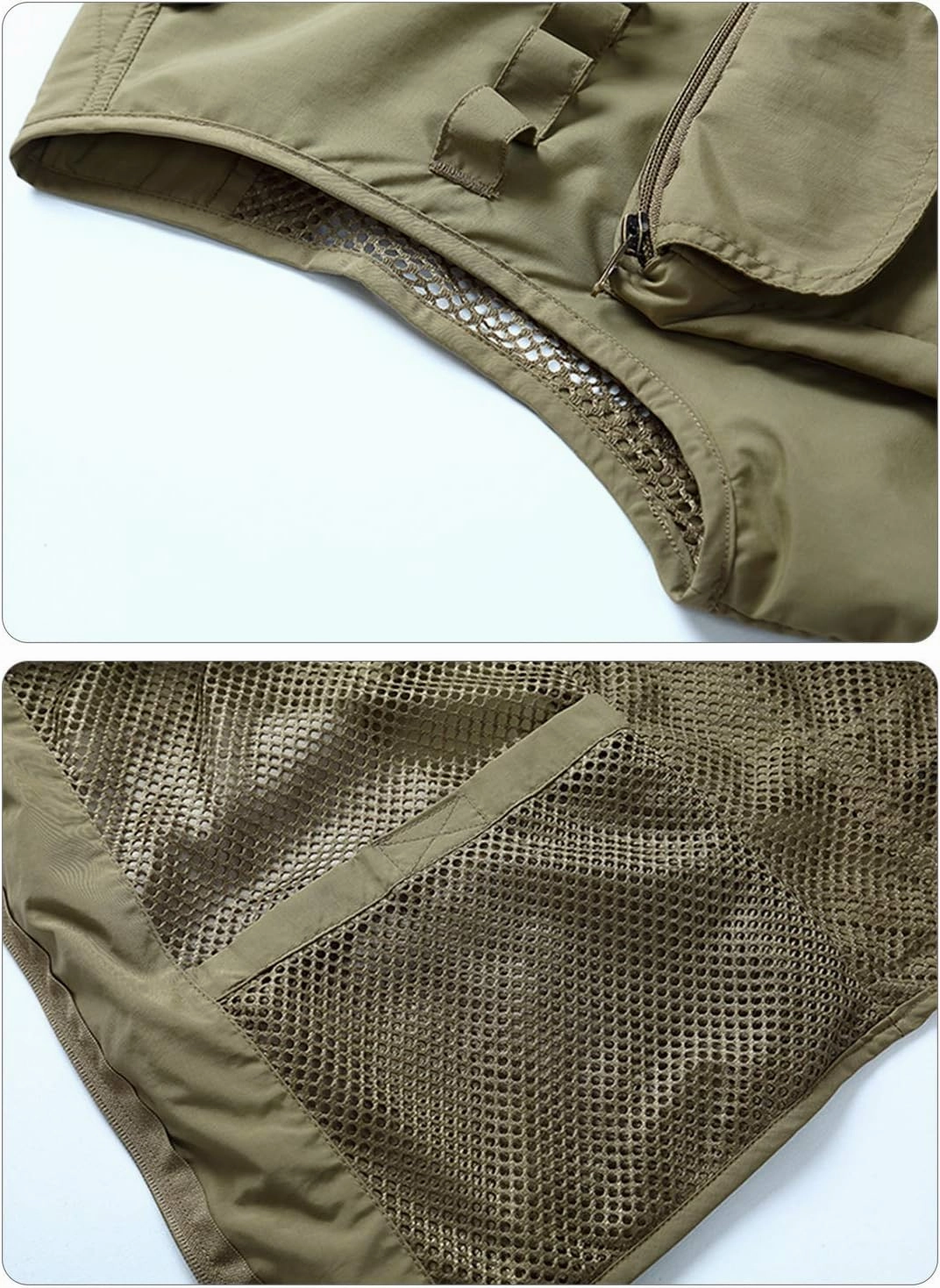 FEOYA Men Fishing Vest Multi Pockets Zipper Lightweight Plus Vest for Photography Climbing Hiking