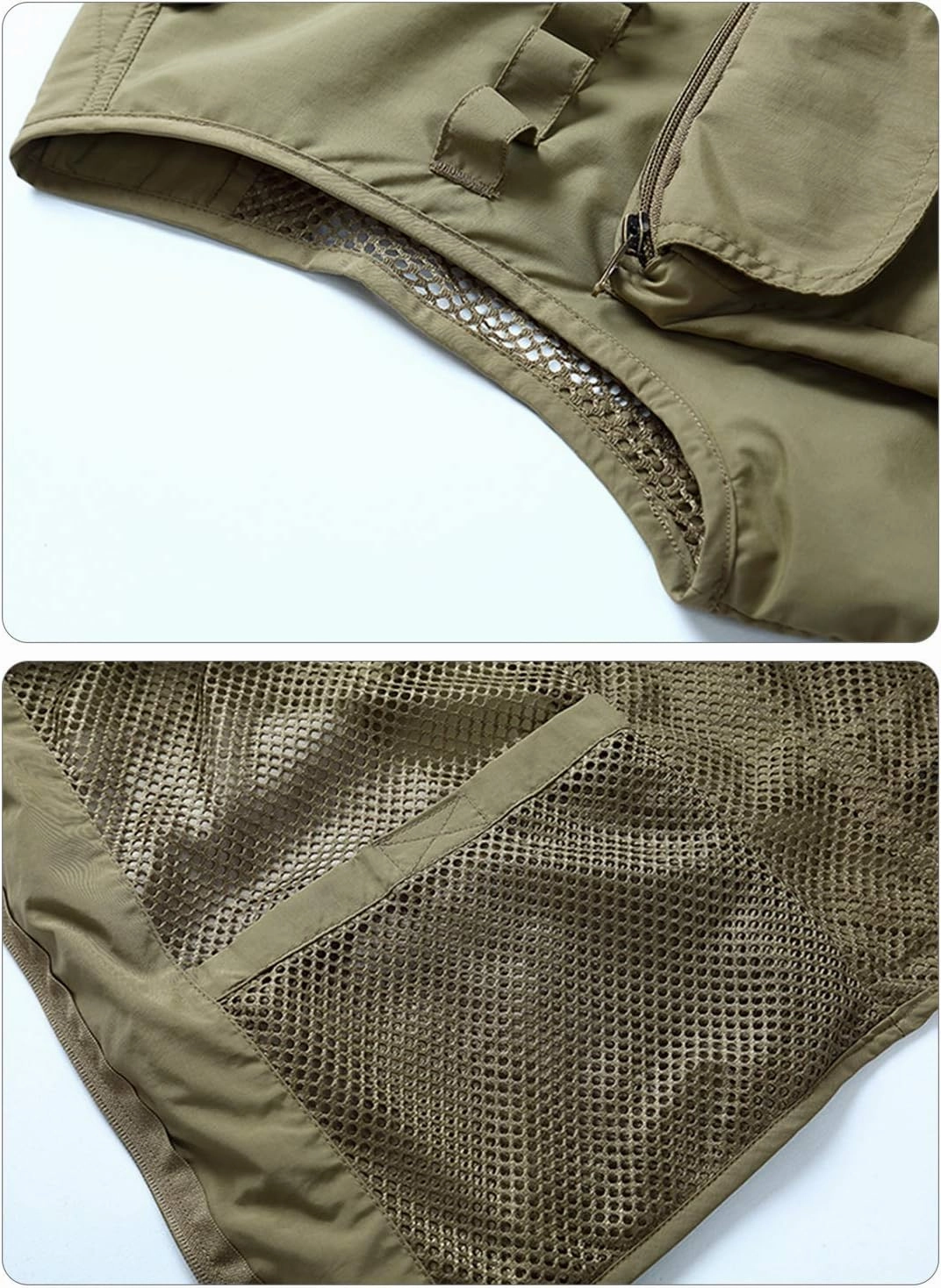 FEOYA Men Fishing Vest Multi Pockets Zipper Lightweight Plus Vest for Photography Climbing Hiking