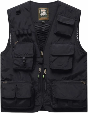 FEOYA Men Fishing Vest Multi Pockets Zipper Lightweight Plus Vest for Photography Climbing Hiking