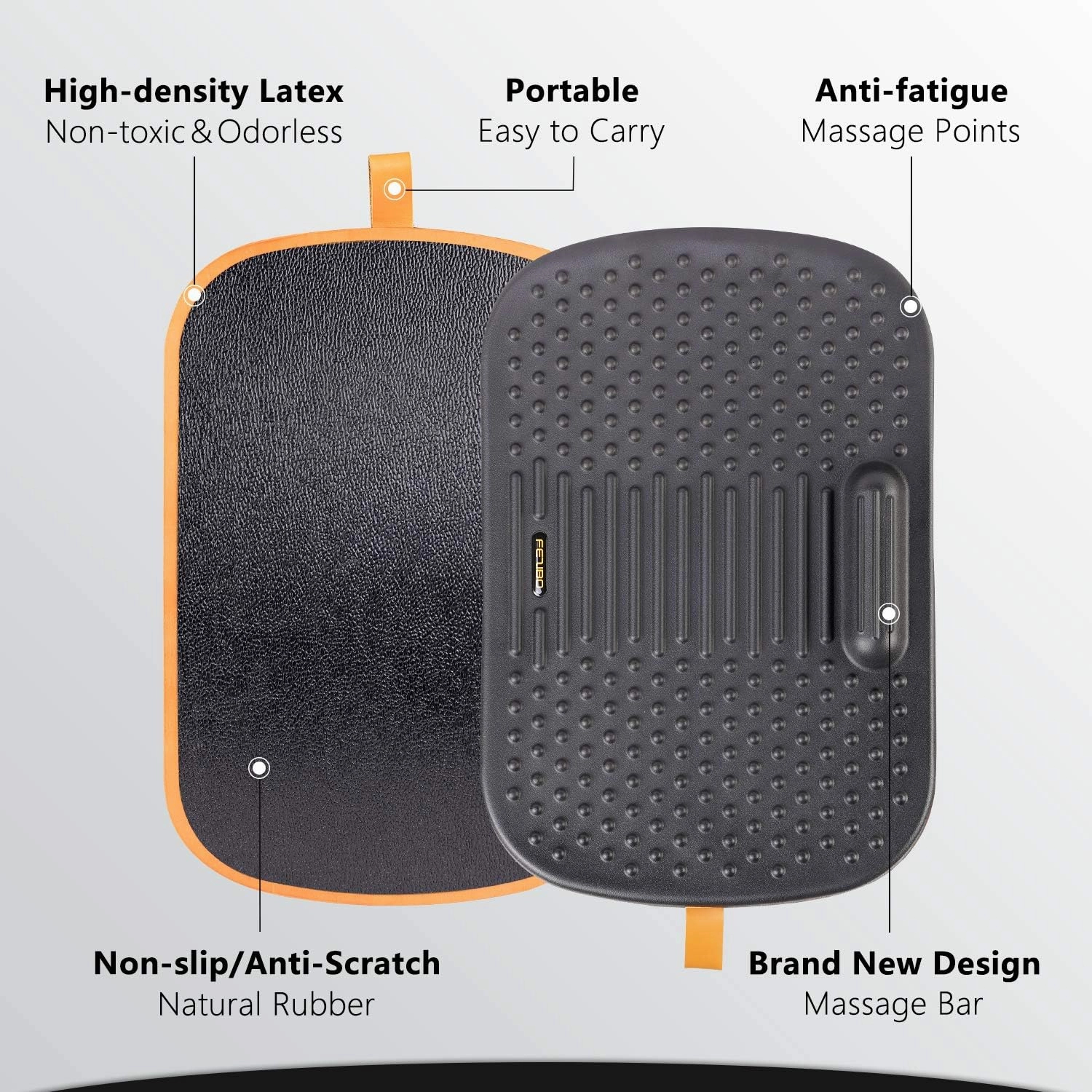 FEZIBO Standing Desk Mat with Anti Fatigue Bar, Wooden Wobble Balance Board with Ergonomic Design Comfort Floor Mat