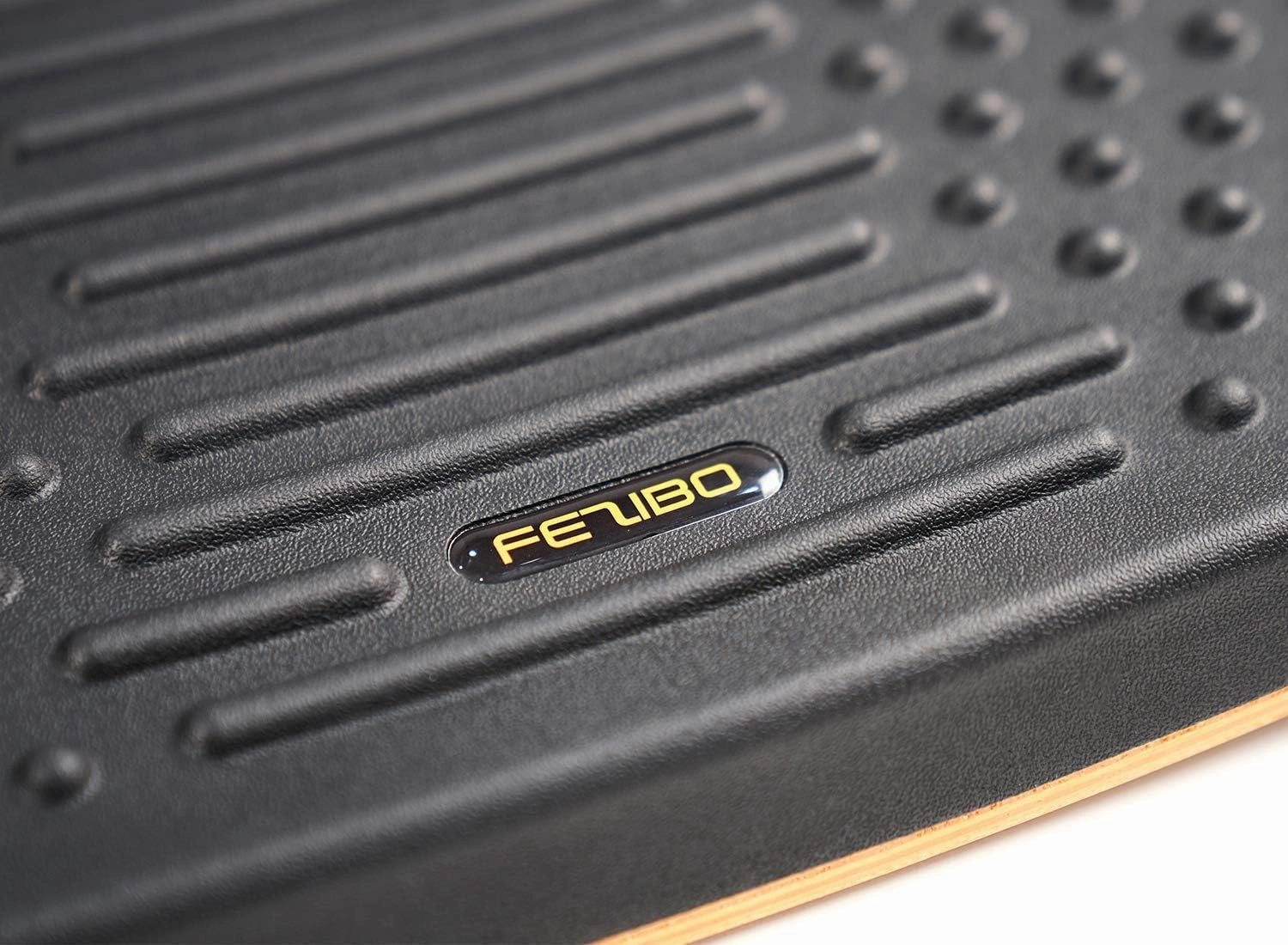FEZIBO Standing Desk Mat with Anti Fatigue Bar, Wooden Wobble Balance Board with Ergonomic Design Comfort Floor Mat