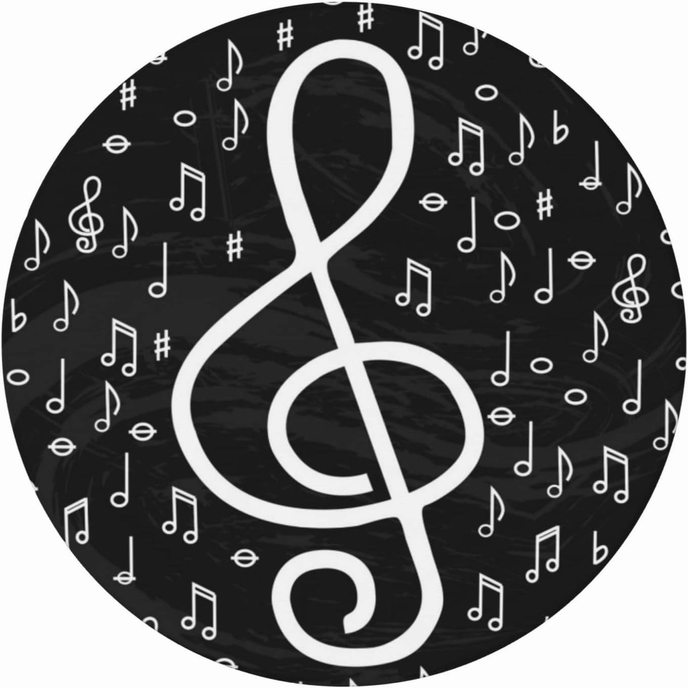 Fiokroo Music Notes Tablecloth with Elastic Edge, Round Table Cloth Musical Symbols Washable Reusable Table Cover for Kitchen Dining Party Picnic, Small (Suitable for 40-44 in)