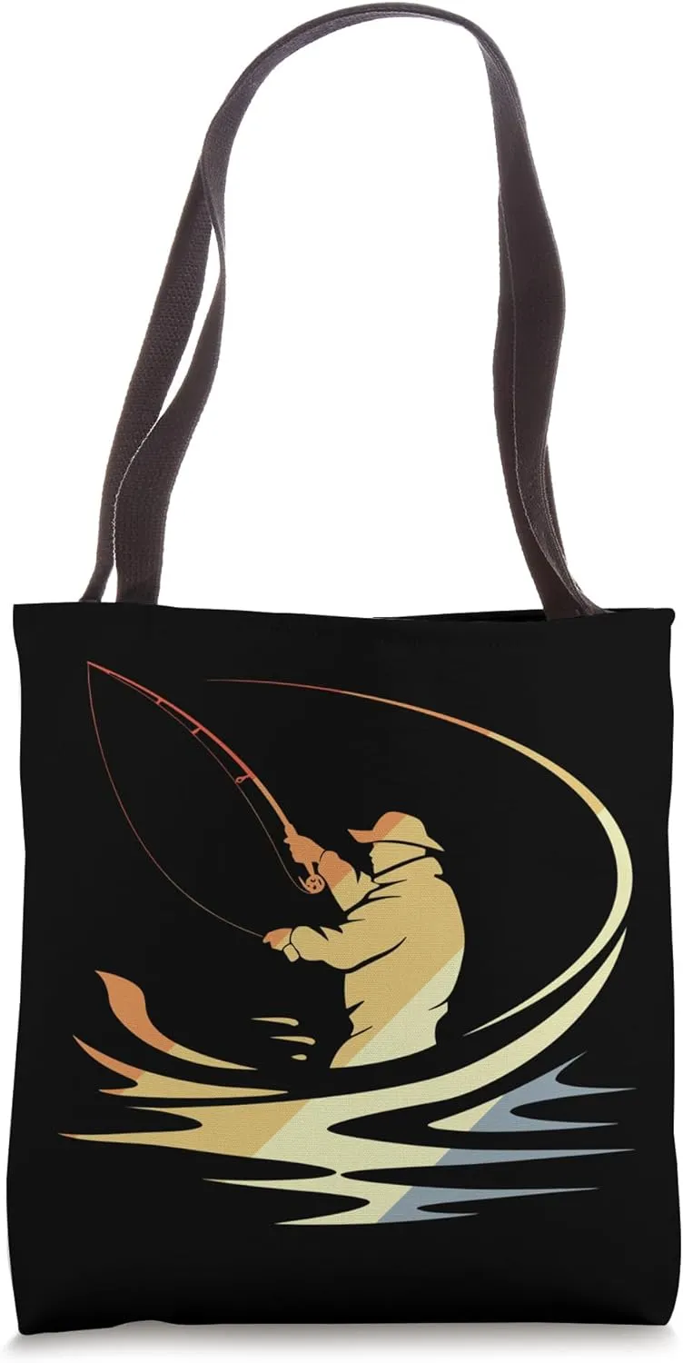Fisherman Sketch Retro Tote Bag