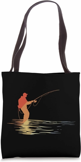 Fisherman Sketch Retro Style Hobby Tote Bag