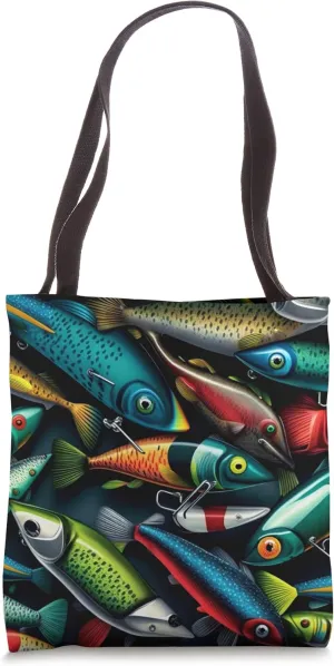 Fishing Lures Dads Husbands Mens Fishing Lure Design Tote Bag
