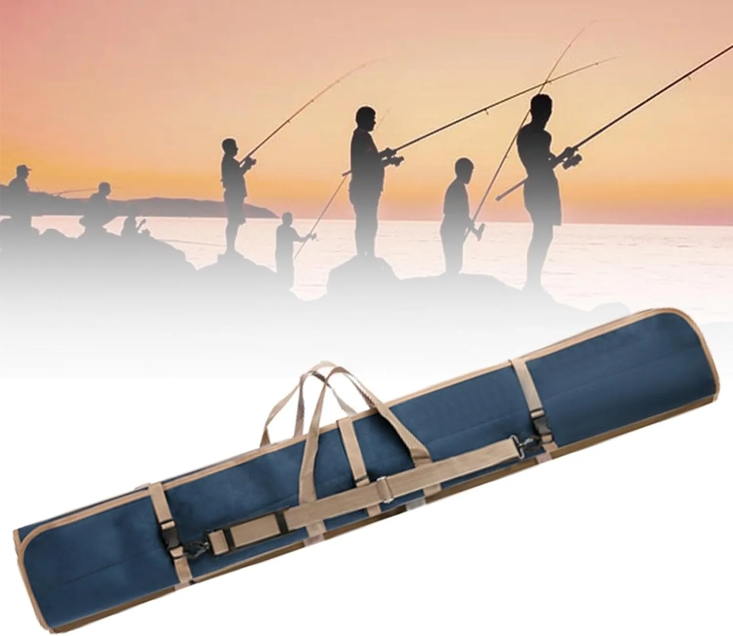 Fishing Rods Bag Carrier Case for Travel and Storage Fishing Gear, blue 1.5m