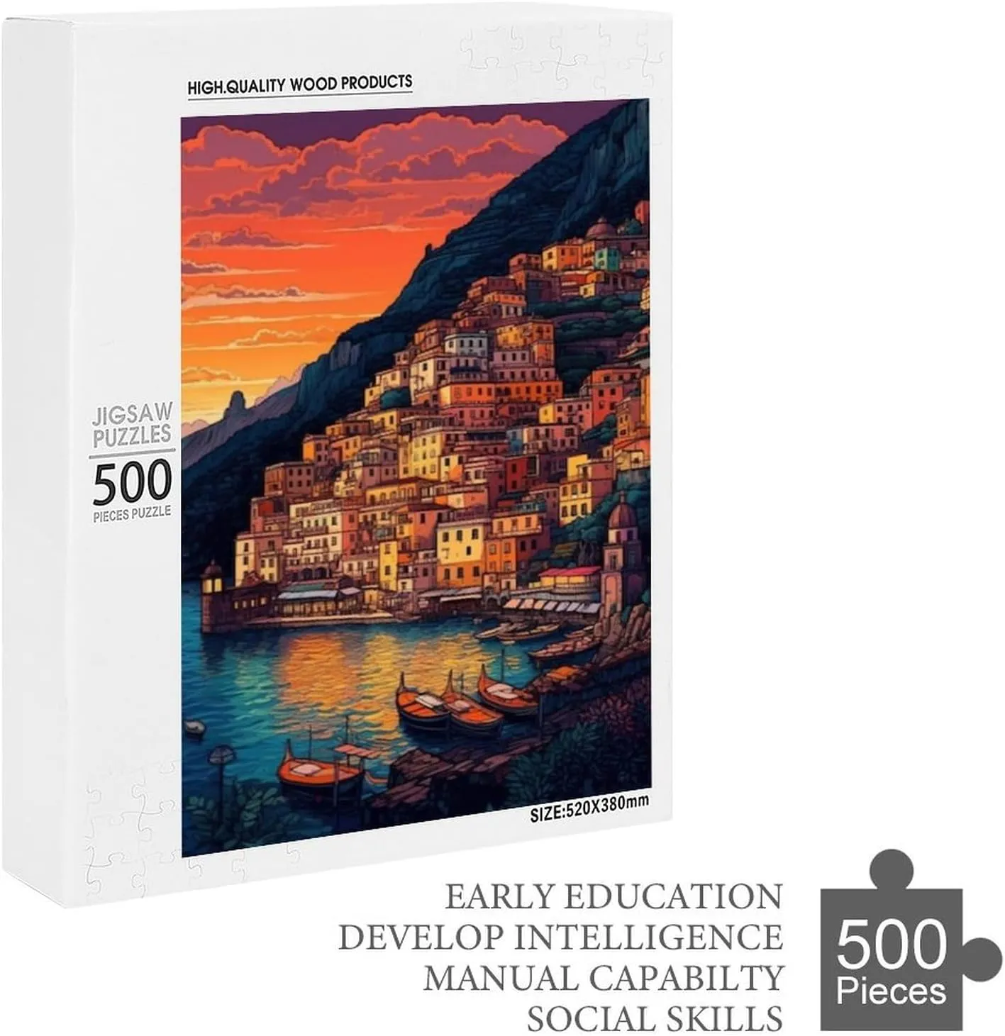 Fishing Village Jigsaw Puzzle for Adults and Families Greaty 500 Piece Puzzles Family Game Night Activity Unique Precision Fit Pieces