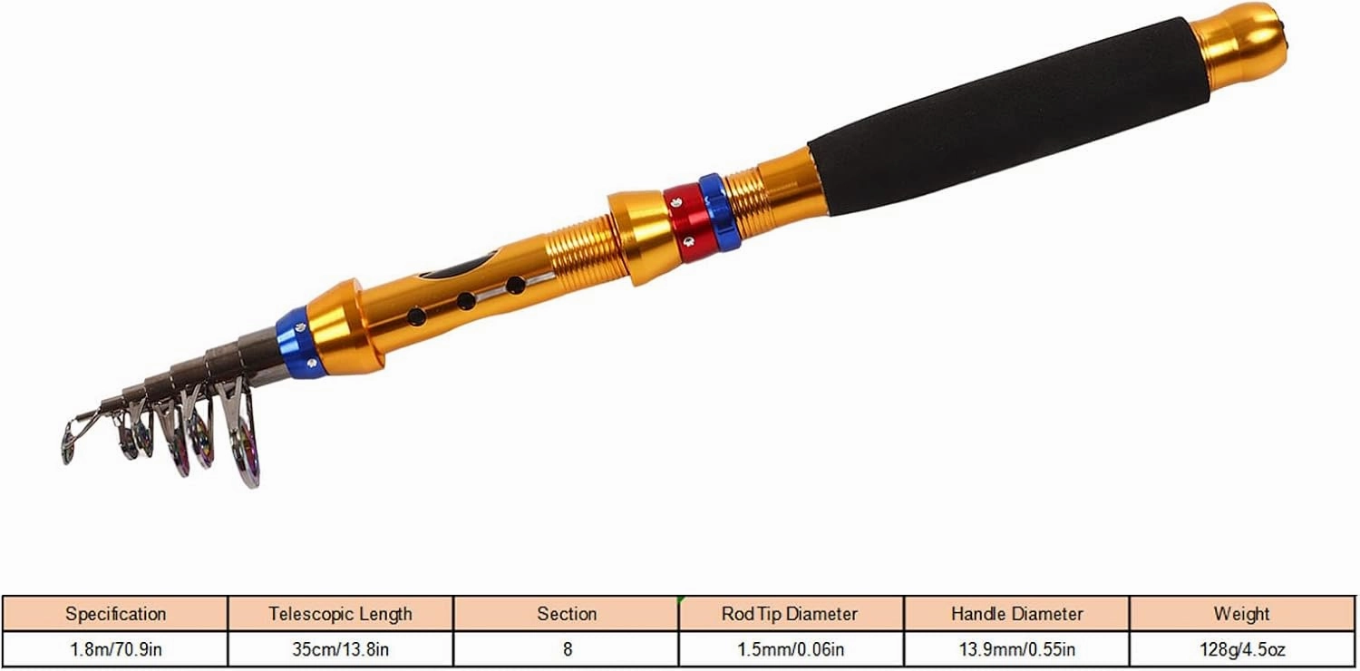 Fishing Rod, High Sensitivity Fishing Rod Telescopic Lightweight Pole Retractable Design Portable Freshwater Casting Hard Fish Gear with Storage Bag for Fish
