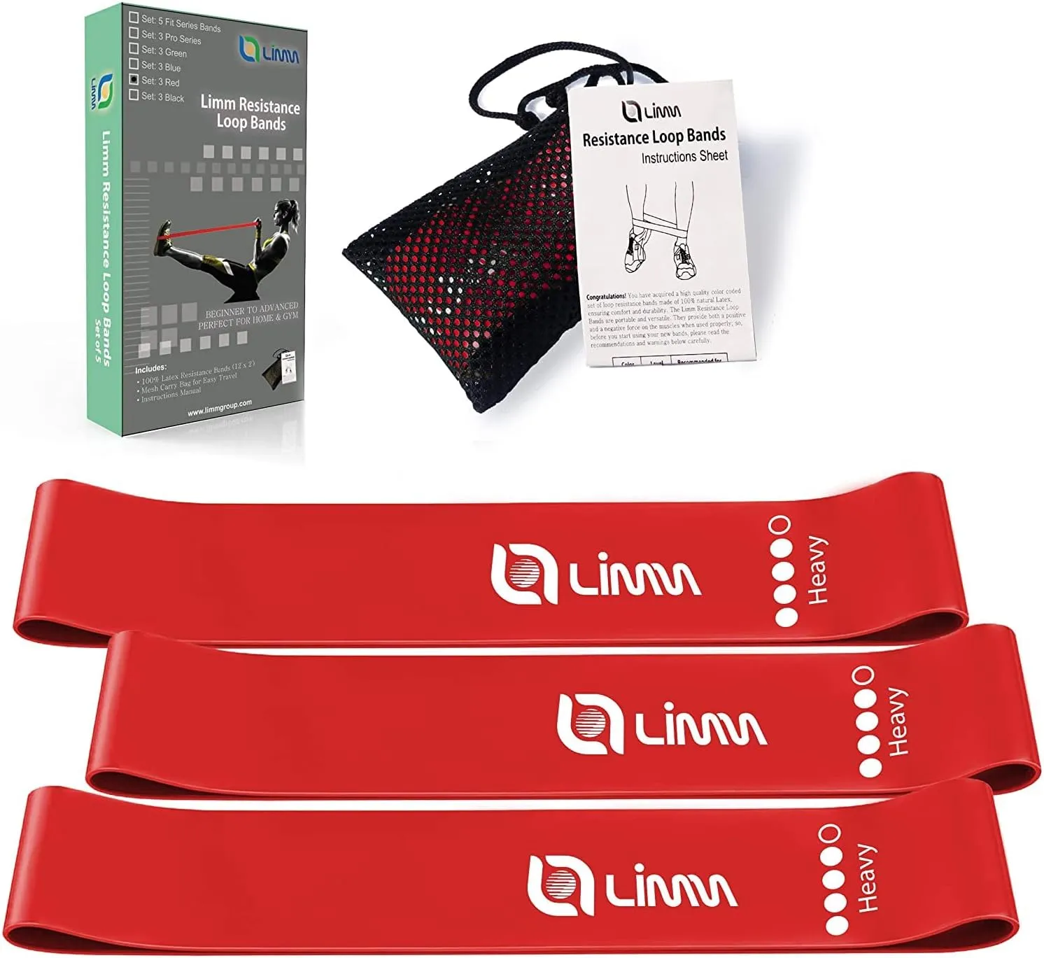 Fittest Pro by Limm Resistance Bands for Legs and Butt, Fabric Exercise Loop Bands Yoga, Pilates, Rehab, Fitness and Home Workout, Strength Bands for Booty