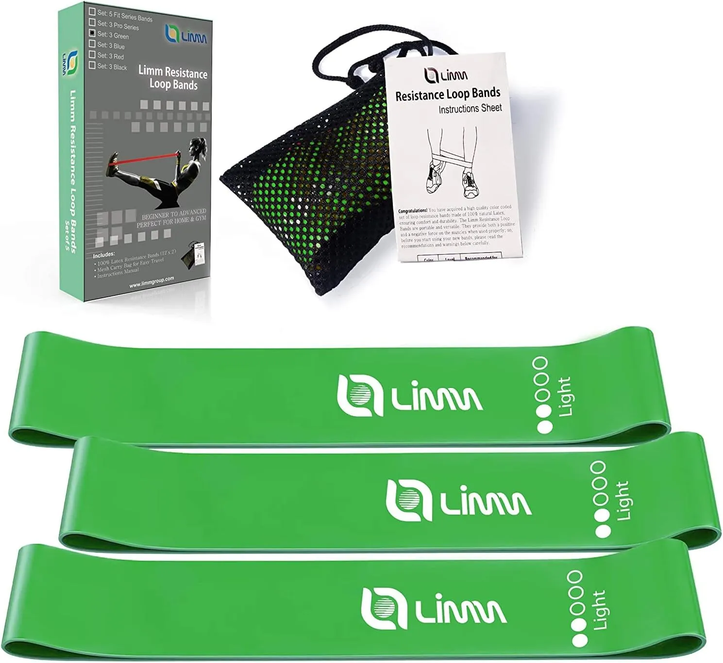 Fittest Pro by Limm Resistance Bands for Legs and Butt, Fabric Exercise Loop Bands Yoga, Pilates, Rehab, Fitness and Home Workout, Strength Bands for Booty