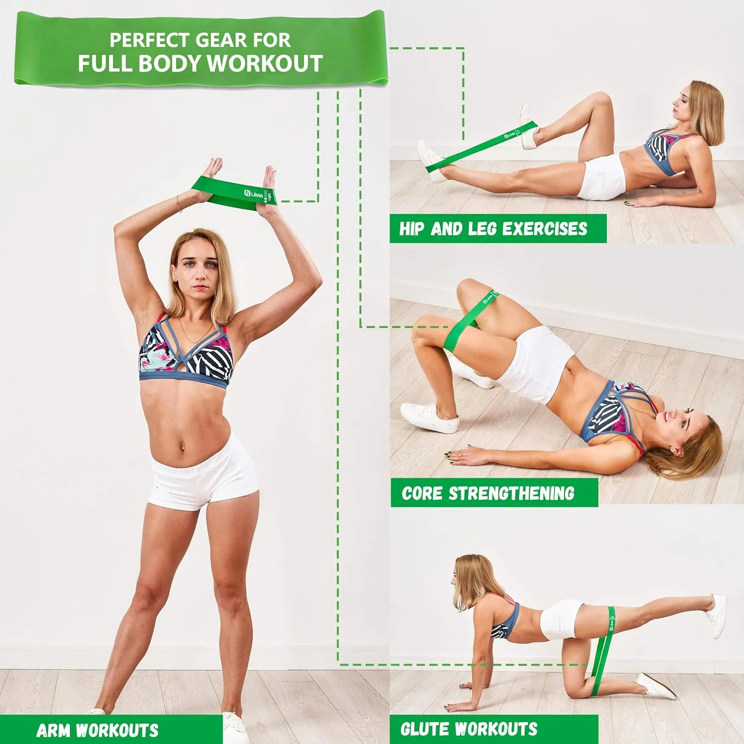 Fittest Pro by Limm Resistance Bands for Legs and Butt, Fabric Exercise Loop Bands Yoga, Pilates, Rehab, Fitness and Home Workout, Strength Bands for Booty