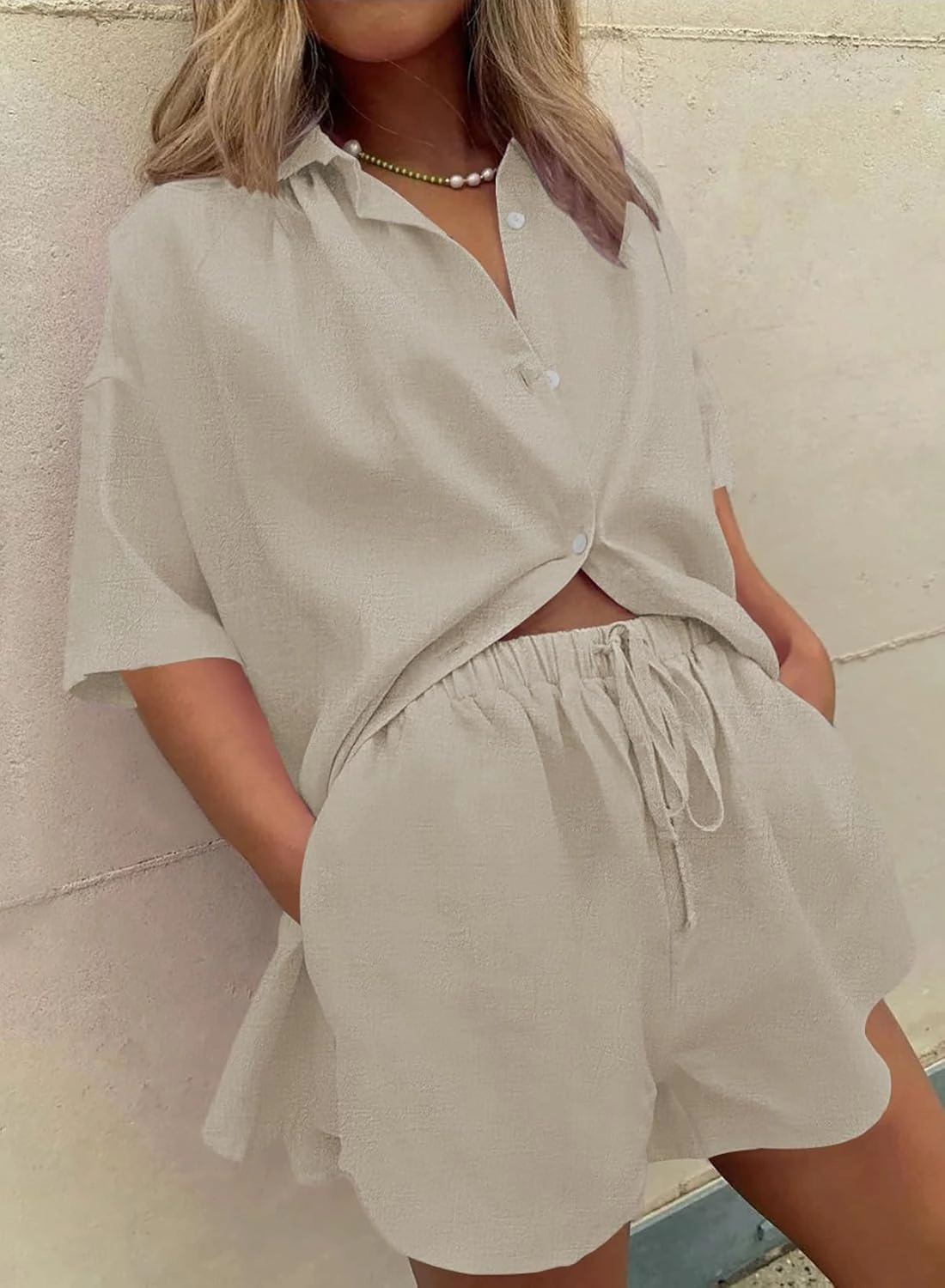 Fixmatti Women 2 Piece Outfit Summer Short Sleeve Top and Shorts Sweatsuit Set
