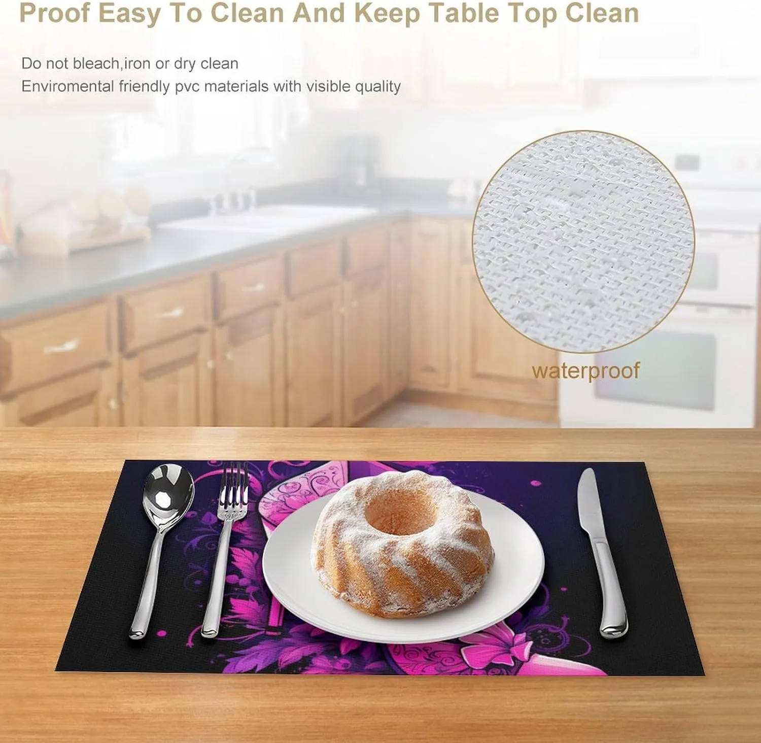 Flower High-Heeled Shoes Placemats Heat Resistant PVC Table Place Mats Reusable Placemat for Indoor Outdoor Kitchen Decor 1 PCS