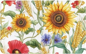 Flower Sunflower Popies Flannel Non-Slip Floor Mat, Washable Kitchen Rug 20x31.5in - Thick Polyester Indoor/Outdoor Door Mat for Front Entrance