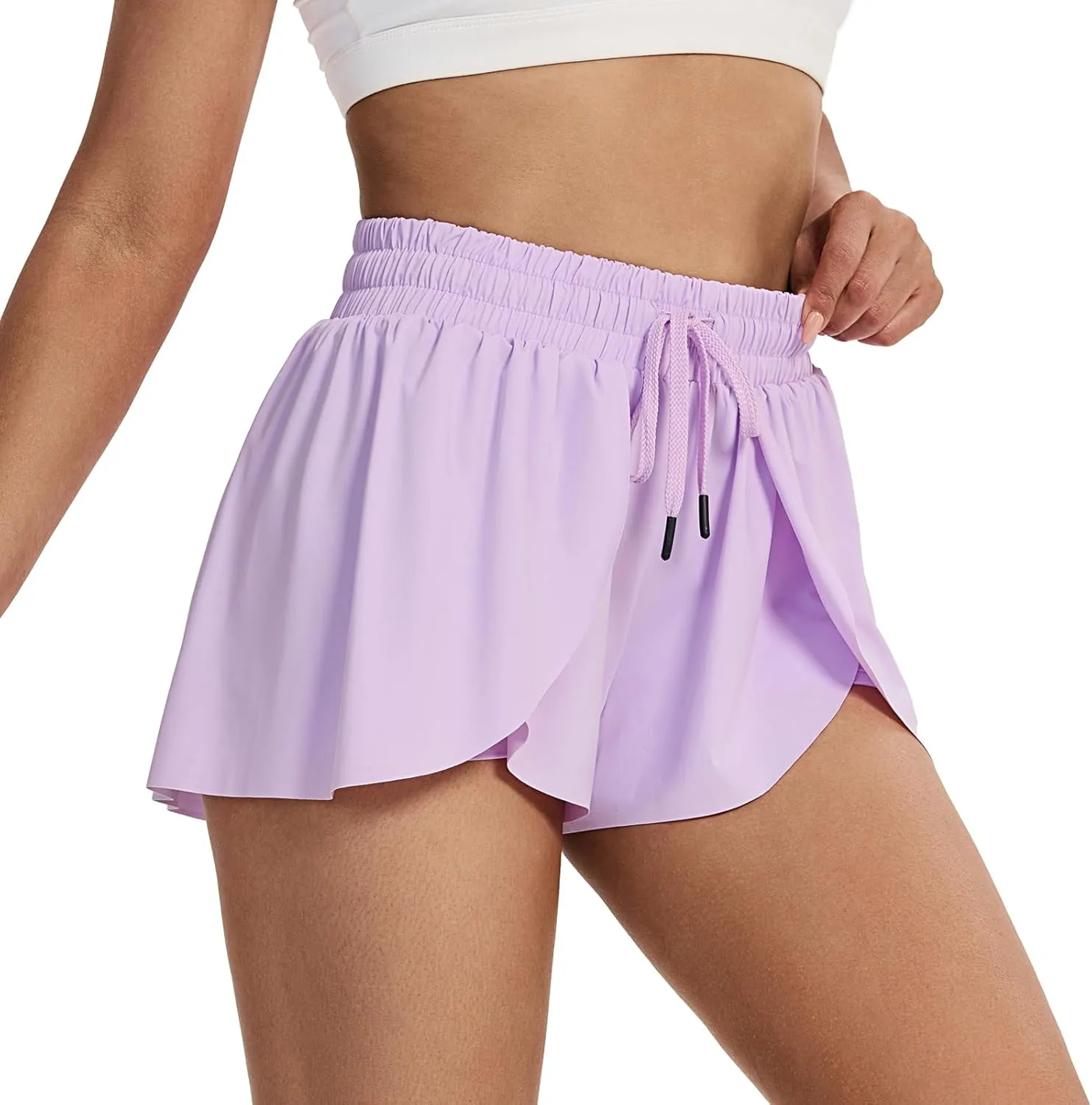 Flowy Running Shorts for Women Workout Athletic Gym Yoga Butterfly Skirt with Pockets Spandex Cute Clothes Summer