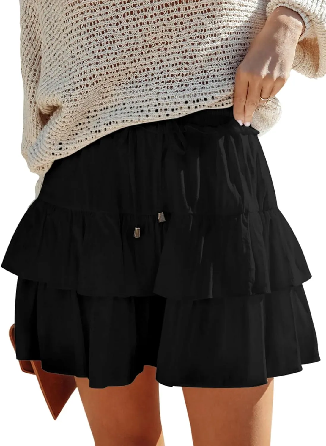 Flowy Shorts for Women Boho Ruffled Tiered Skorts Casual High Waist Mini Skirts Tennis Golf Comfy Shorts 2025