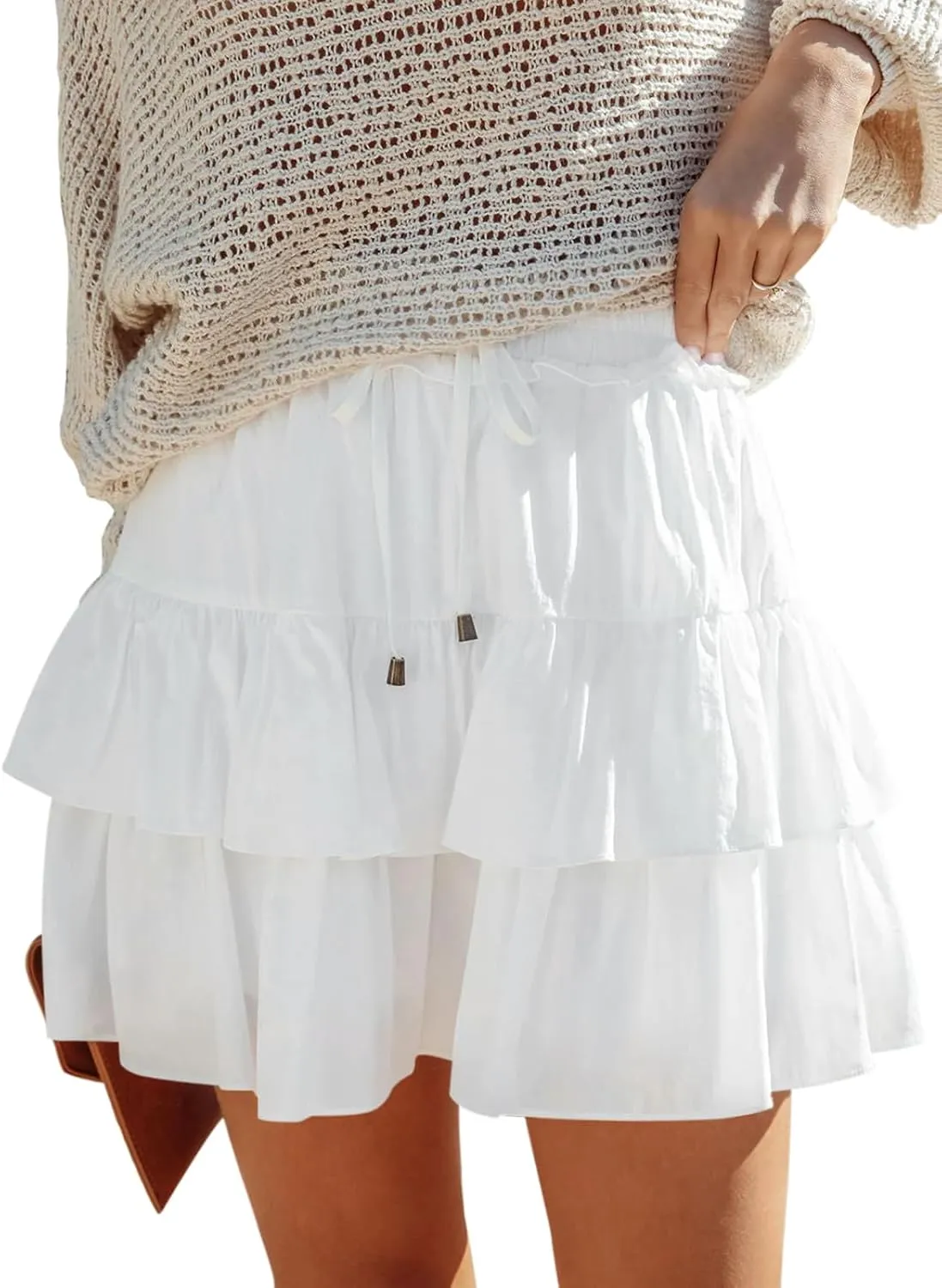 Flowy Shorts for Women Boho Ruffled Tiered Skorts Casual High Waist Mini Skirts Tennis Golf Comfy Shorts 2025