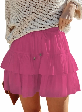 Flowy Shorts for Women Boho Ruffled Tiered Skorts Casual High Waist Mini Skirts Tennis Golf Comfy Shorts 2025