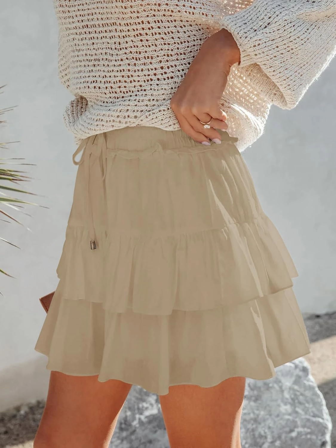 Flowy Shorts for Women Boho Ruffled Tiered Skorts Casual High Waist Mini Skirts Tennis Golf Comfy Shorts 2025