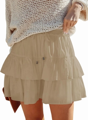 Flowy Shorts for Women Boho Ruffled Tiered Skorts Casual High Waist Mini Skirts Tennis Golf Comfy Shorts 2025
